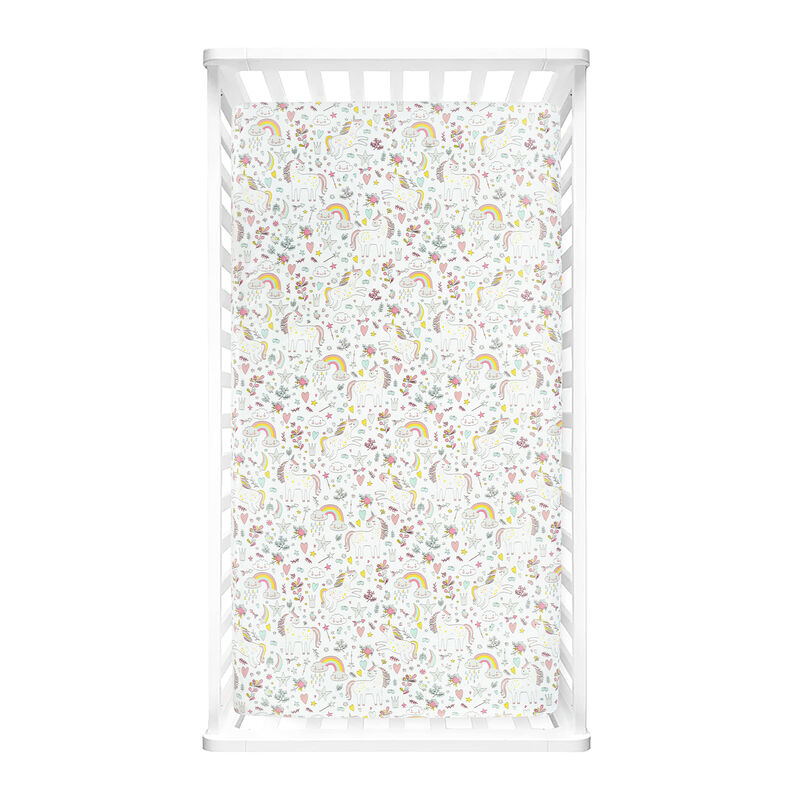 Unicorn Heart Rainbow Soft & Plush Fitted Crib Sheet 2Pk