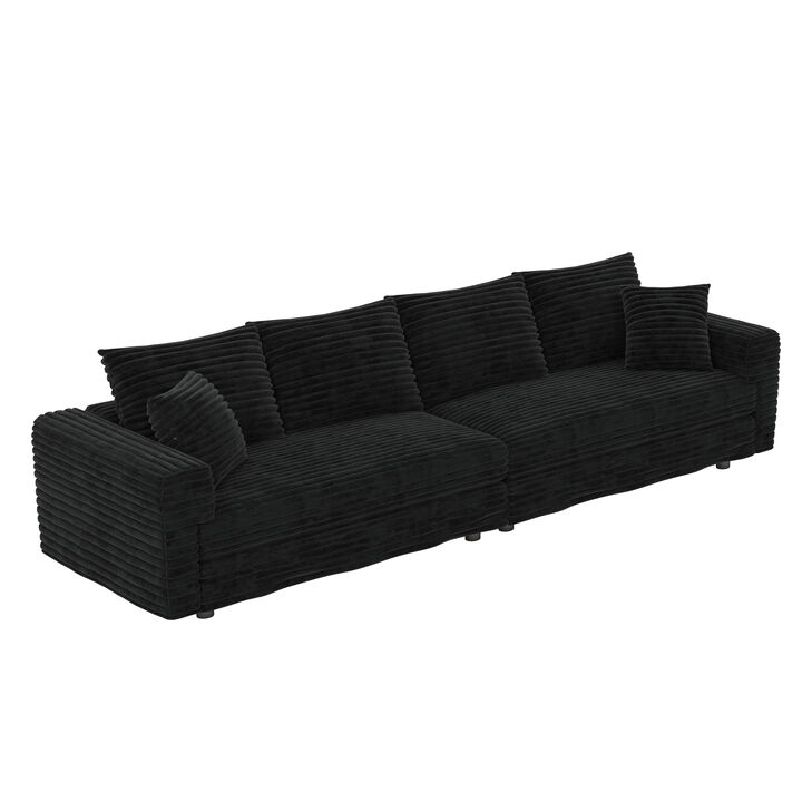Nodwim 102.4 " Plush Corduroy 4-Seat Convertible  Sofa