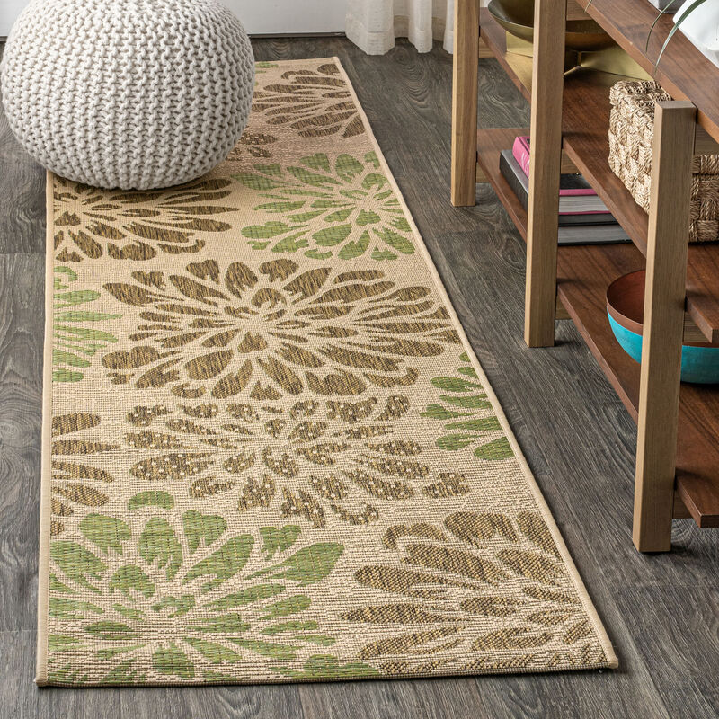 Zinnia Modern Floral Textured Weave Indoor/Outdoor Area Rug