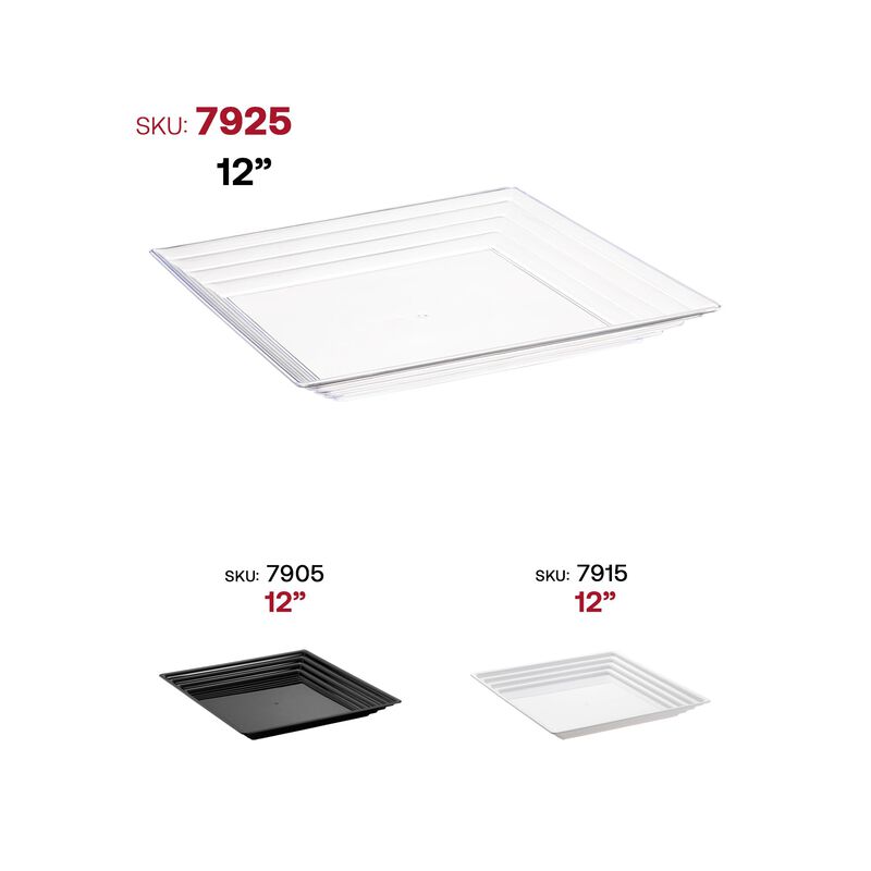 12" x 12" Clear Square with Groove Rim Plastic Serving Trays (24 Trays) image number 6
