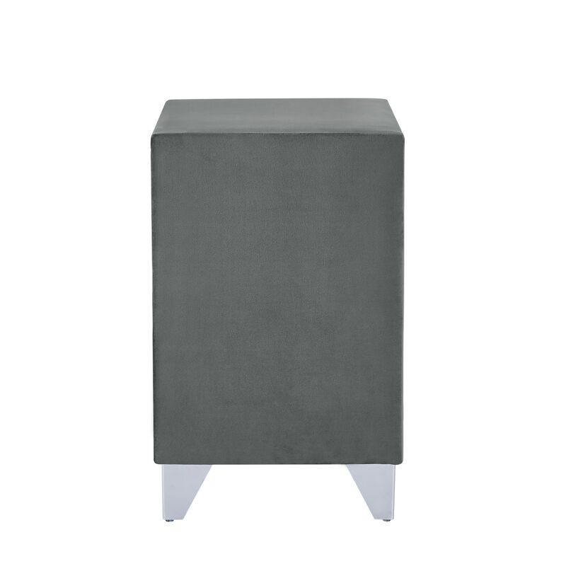 Simple beautiful double-decker nightstand, metal legs, Gray Flannelette