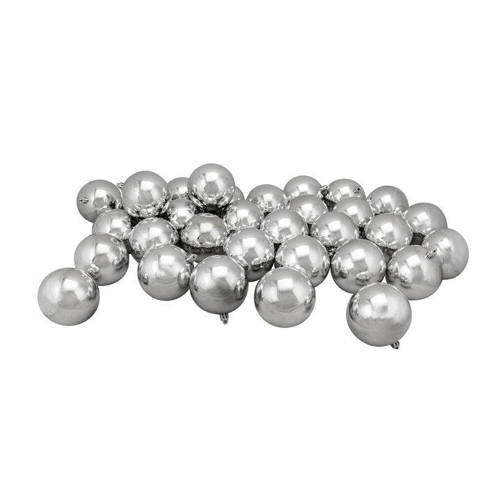 32ct Silver Shiny Shatterproof Christmas Ball Ornaments 3.25" (82mm)