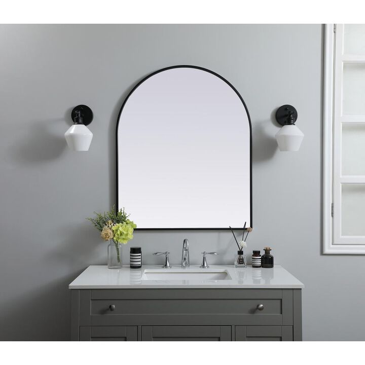 Elegant Decor Metal Frame Arch Mirror 30x36 Inch in Black