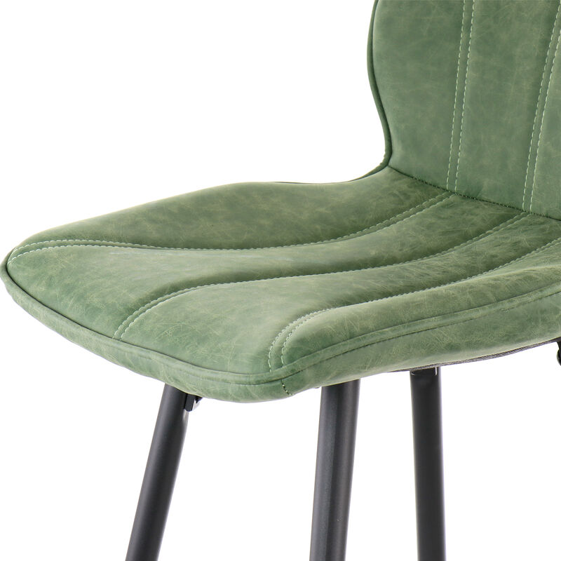 Elama 2 Piece Faux Leather Bar Chair in Green with Metal Legs