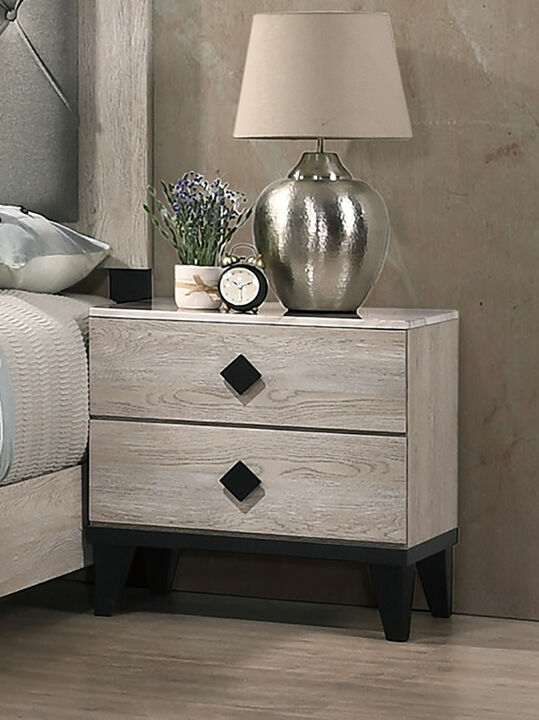 Streamdale Smithson Nightstand With 2 Drawers Storage In Cream Finish