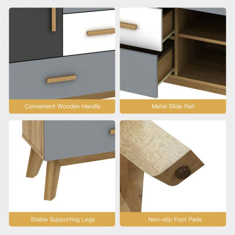 Hivvago Free-standing Storage Floor Cabinet with 2 Doors and 3 Drawers