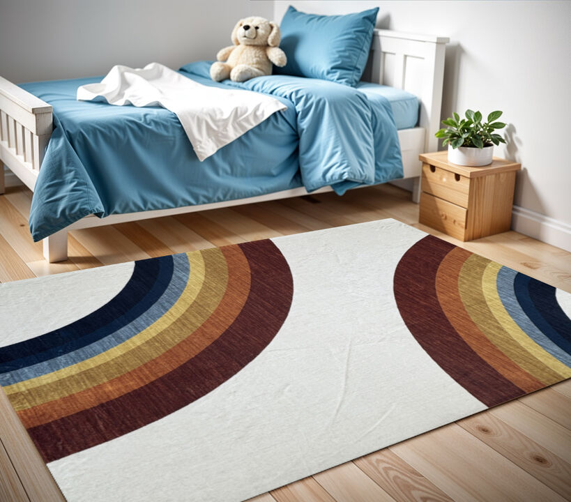HomeRoots Juvenile Rainbows Youthful Area Rug