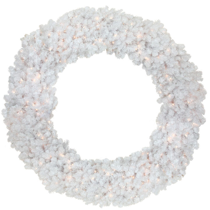 Pre-Lit White Commercial Snow White Pine Artificial Christmas Wreath - 6-Foot  Clear Lights