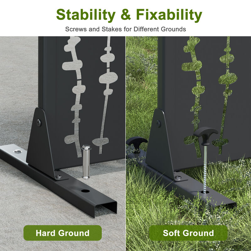 Arched Metal Outdoor Privacy Screen, Freestanding Outdoor Divider Decorative Privacy Fence