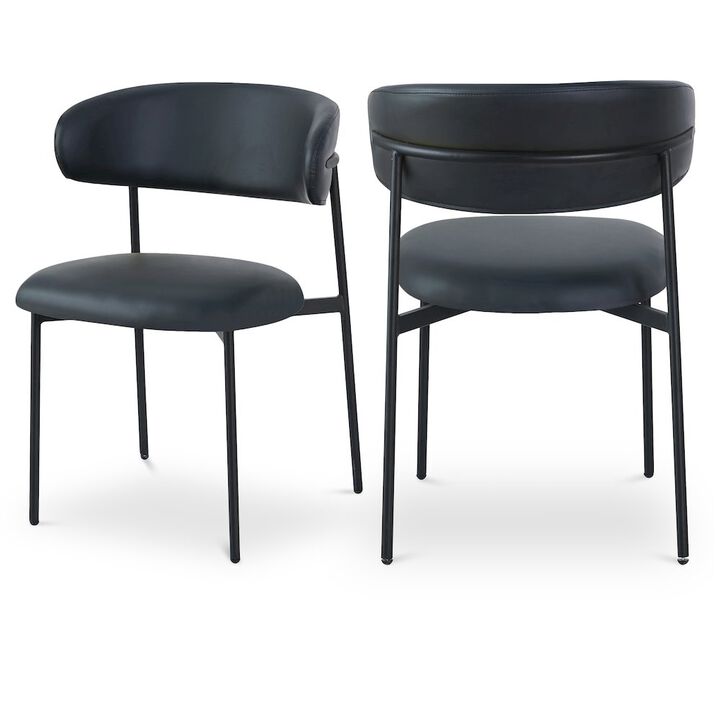 Meridian Furniture Lupita Black Vegan Leather Dining Chair, Set of 2