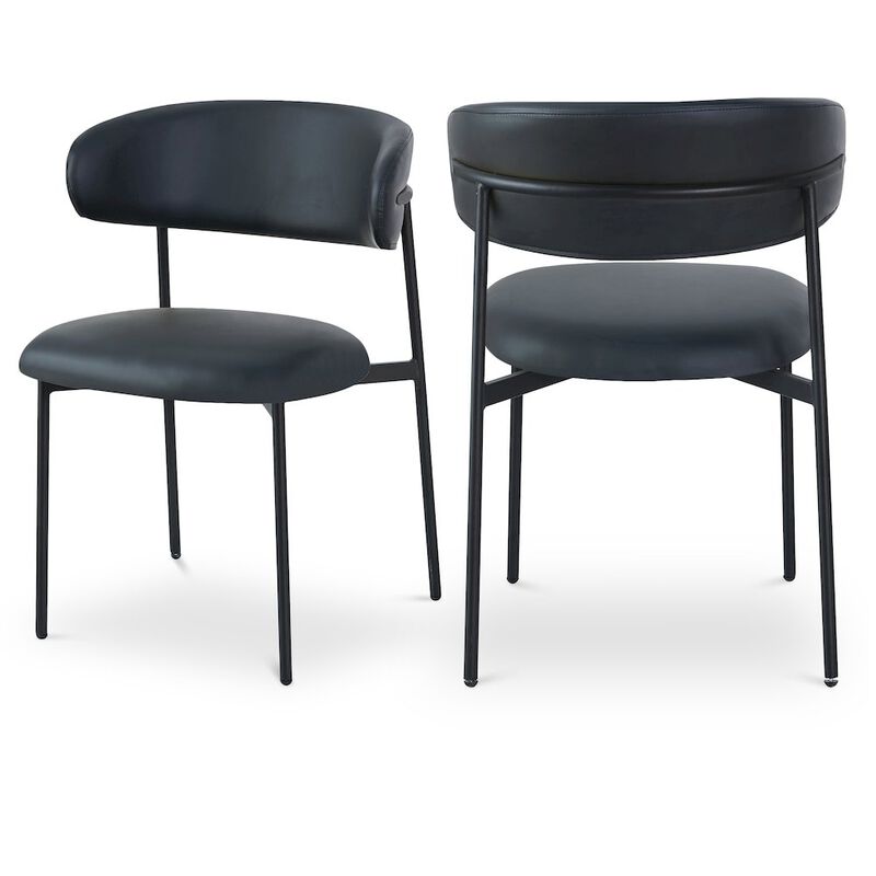Meridian Furniture Lupita Black Vegan Leather Dining Chair, Set of 2