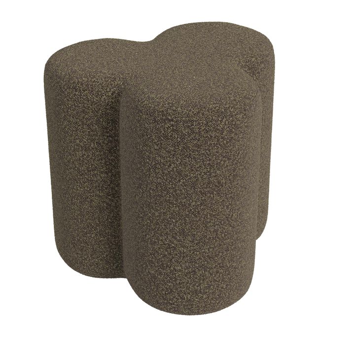 Ace Accent Ottoman with Clover Shape in Dark Brown Boucle, 18 Inch