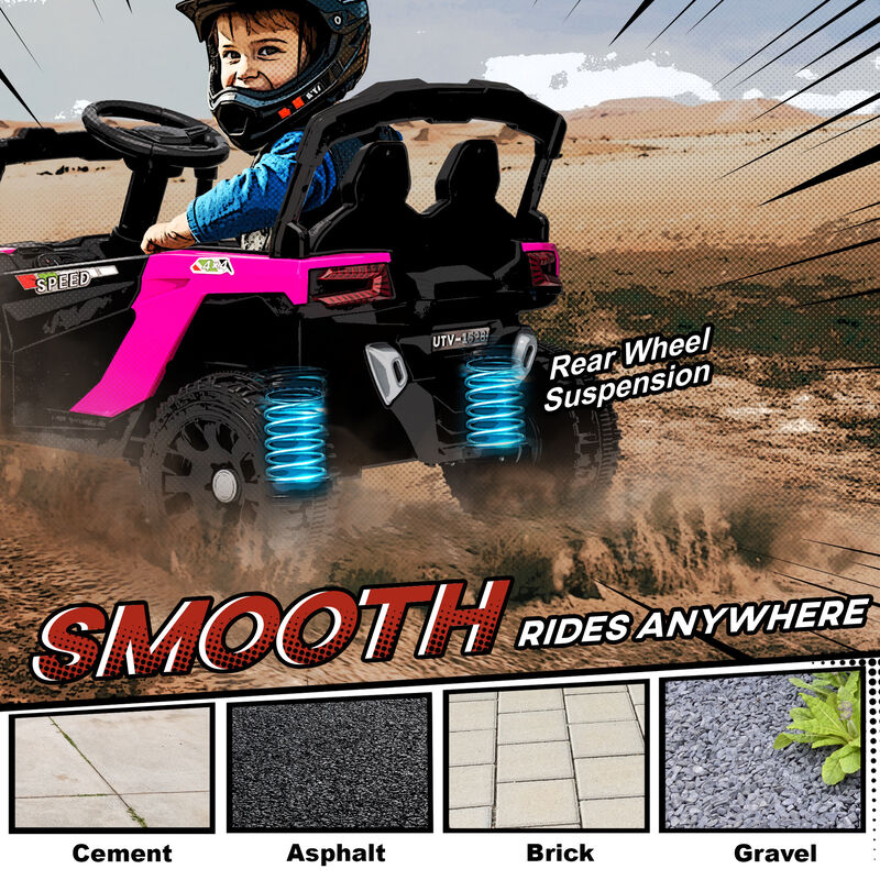 BreeBe 12V Kids Ride On Truck, Battery Powered Electric UTV Vehicle with Rear Suspension, Remote Control image number 7