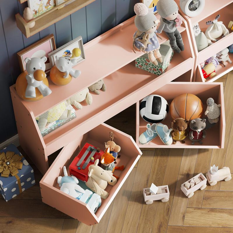 DIYSET Toy Storage Organizer for Kids, Toy Storage Cabinet with Drawers, Toy Shelf with Wheels, Toy Organizer Kids Bookshelf with Storage image number 6