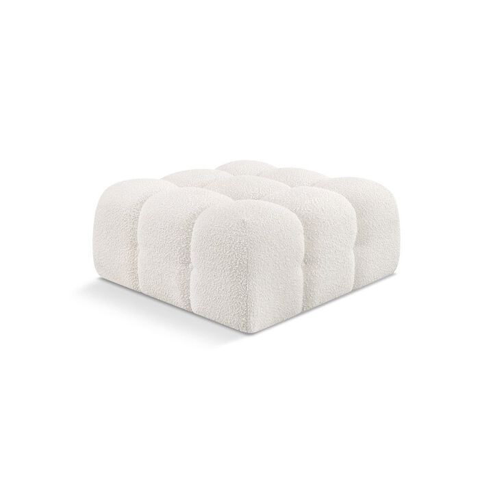 Meridian Furniture Ames Cream Boucle Fabric Ottoman