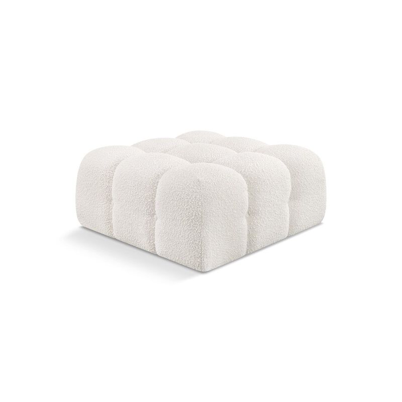 Meridian Furniture Ames Cream Boucle Fabric Ottoman