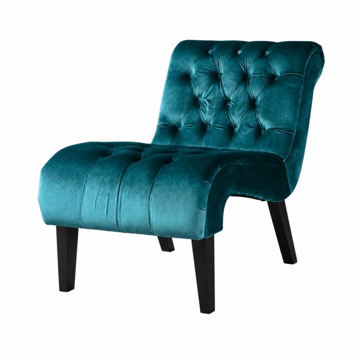 GOODSILO Armless Velvet Upholstered Accent Chair Leisure Chair with Wooden Legs for Living Room, Bedroom, Office, Small Spaces