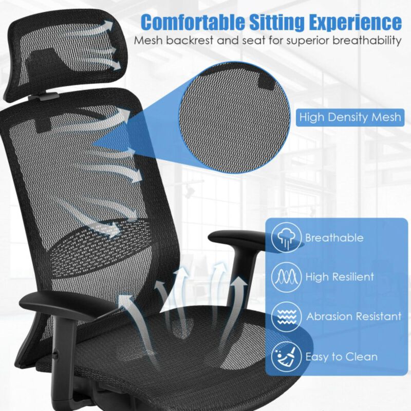 Hivvago Height Adjustable Ergonomic High Back Mesh Office Chair with Hange