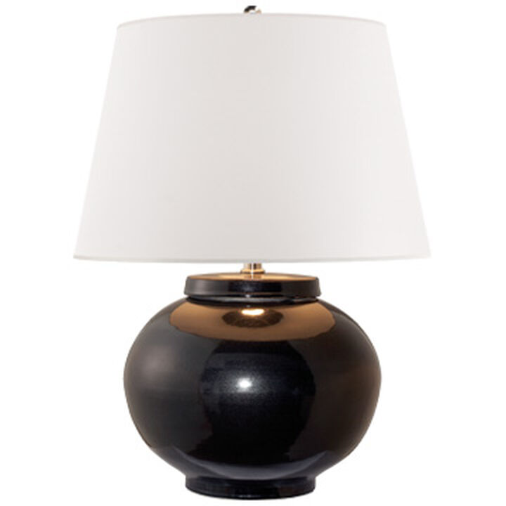 Carter Small Table Lamp in Black Porcelain with White Paper Shade