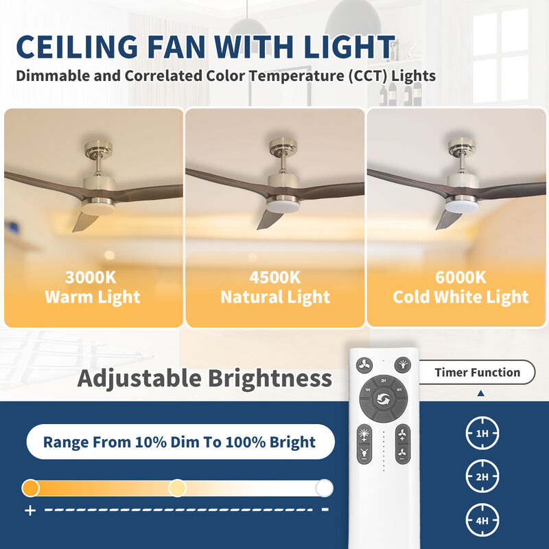 ENLIGHT 52" Smart DC Ceiling Fan with Light, Matter Smart Home Integration, CCT and Dimmable LED, 3 Blades, Indoor Rated image number 5