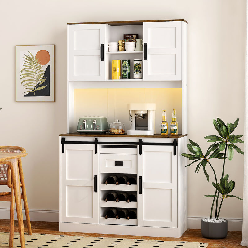 Plelse Farmhouse Tall Bar Sideboard Storage Cabinet image number 3