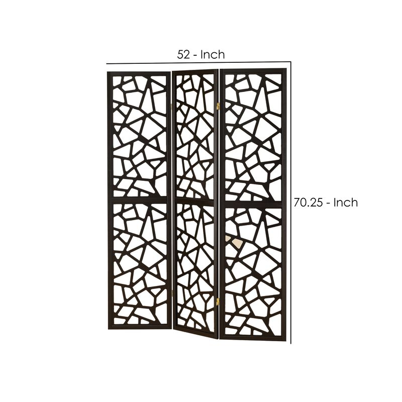 Intricate Mosaic Cutouts Folding Screen, Black