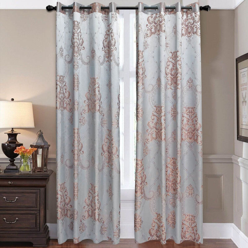 Dolce Mela Curtains Damask Jacquard Grommet Semi-Blackout