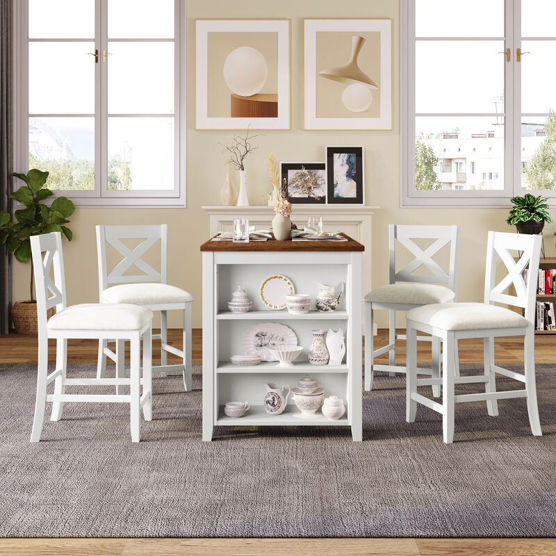 Merax 5 Pieces Counter Height Rustic Dining Table Set