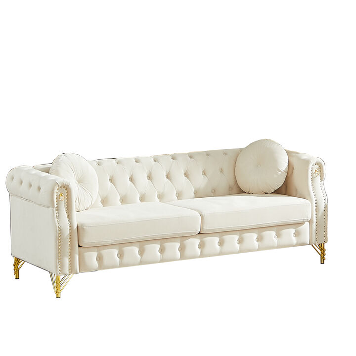 Wapces 82-Inch Velvet Chesterfield sofa