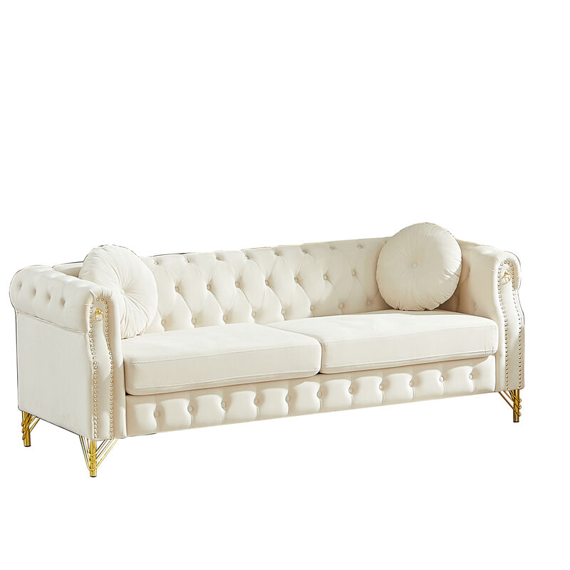 Wapces 82-Inch Velvet Chesterfield sofa image number 0