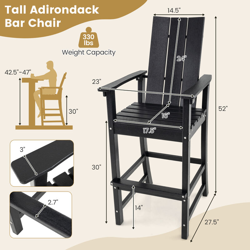 Adirondack Outdoor Bar Stool with Ergonomic Backrest – Comfortable Patio Seating
