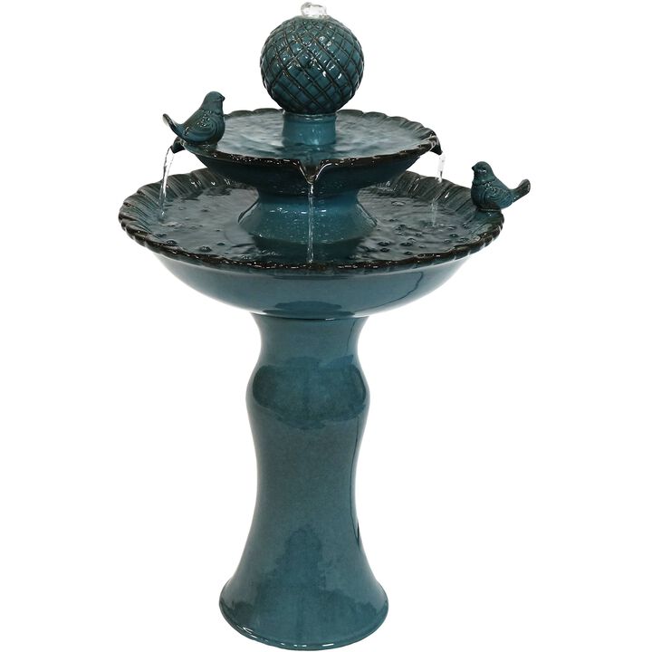 Sunnydaze Resting Birds Ceramic Outdoor 2-Tier Water Fountain