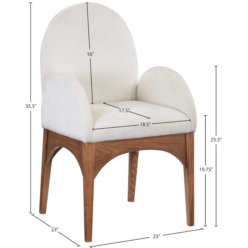 Meridian Furniture Waldorf Cream Chenille Fabric Dining Chair
