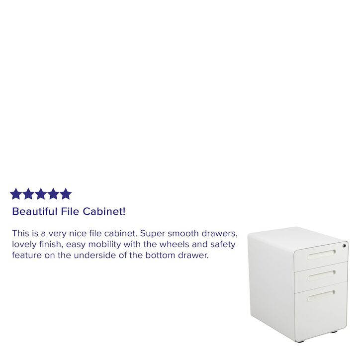 Flash Furniture 3-Drawer Mobile Locking Filing Cabinet with Anti-Tilt Mechanism, White