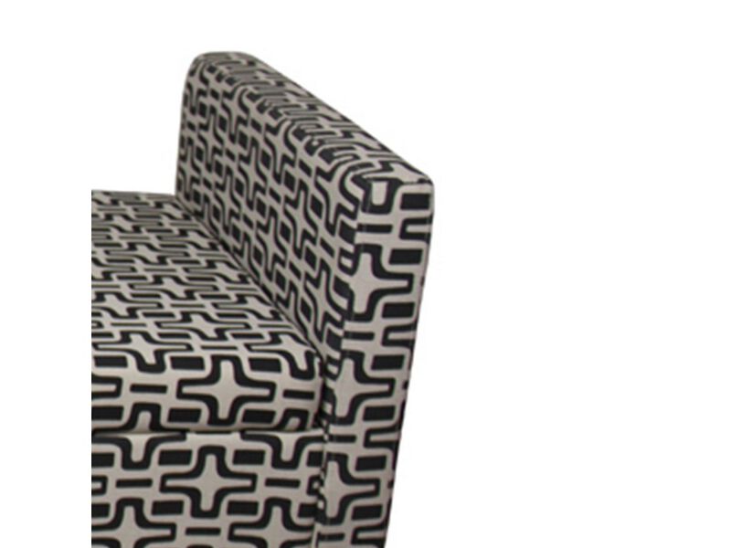 24 Inch Fabric Upholstered Geometric Pattern Storage Bench, Black and White - Benzara image number 3