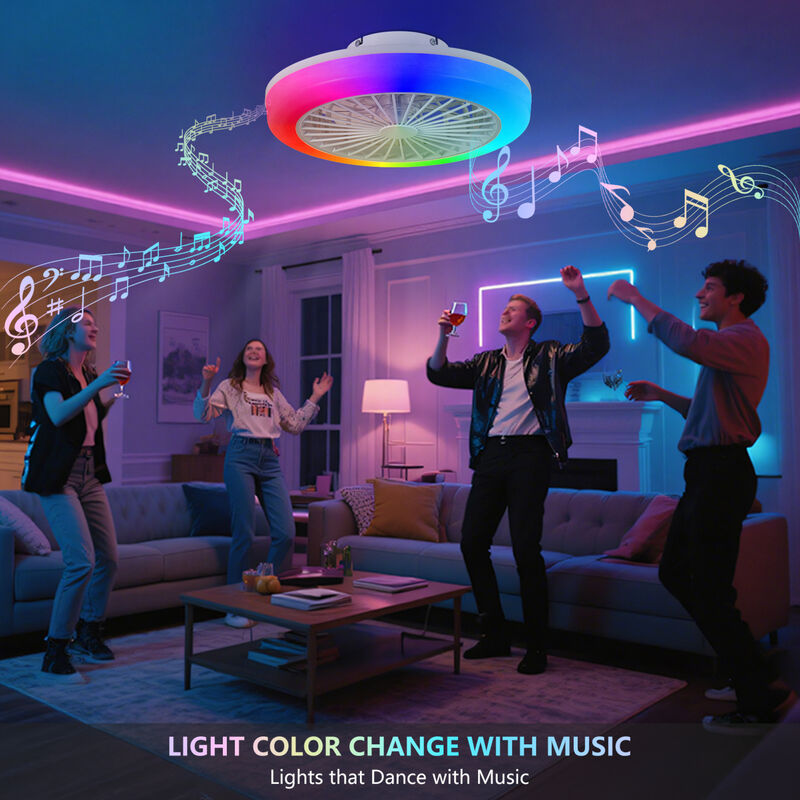 ELEMENT ACE Modern Dimmable RGB LED Ceiling Fan with Light, Adjustable Speed Bidirectional Rotation Ceiling Lighting Fixture for Living Room Bedroom Office image number 1