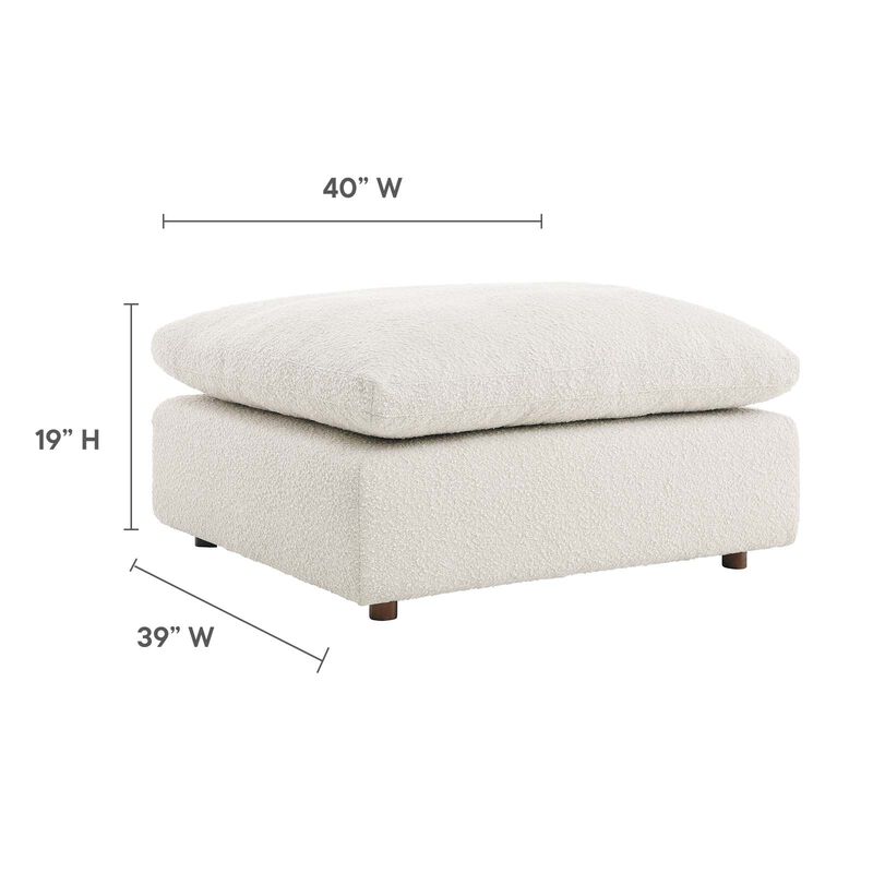 Commix Down Filled Overstuffed Boucle Fabric Ottoman image number 7