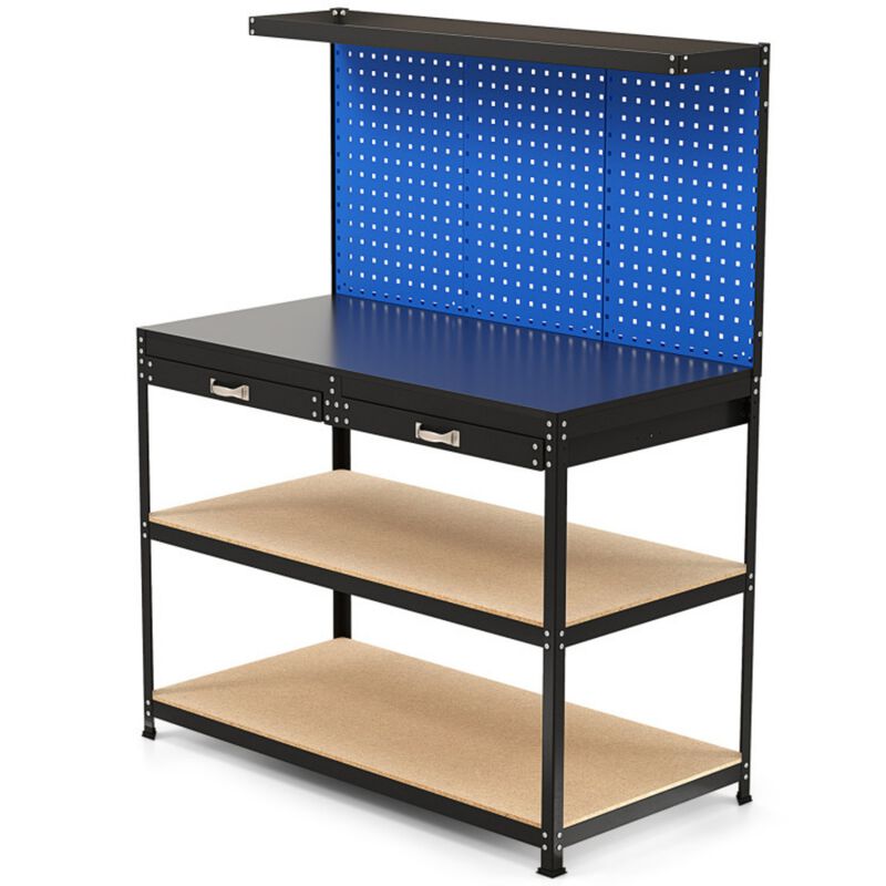 48" Heavy Duty Workbench with 3 Pegboards, Drawers and Shelves for Garage Workshop image number 0
