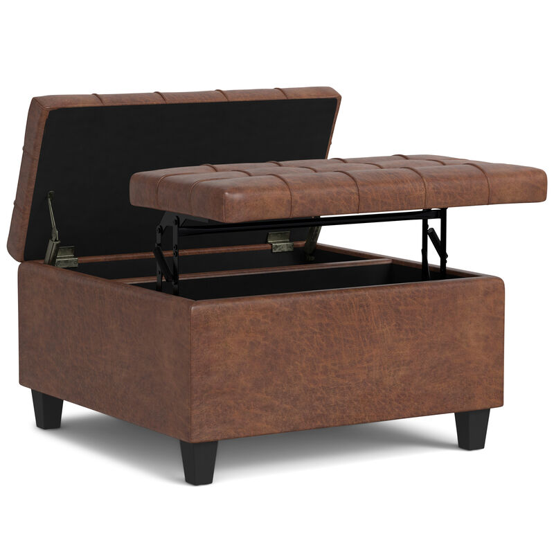 Simpli Home Harrison Small Square Coffee Table Storage Ottoman image number 2