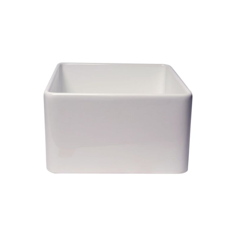 ALFI brand ABF2418 24 White Thin Wall Single Bowl Smooth Apron Fireclay Kitchen Farm Sink