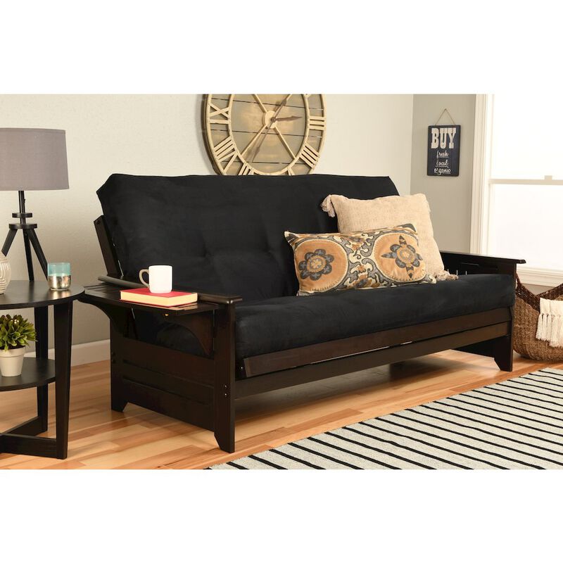 Phoenix Frame-Espresso Finish-Suede Black Mattress image number 2