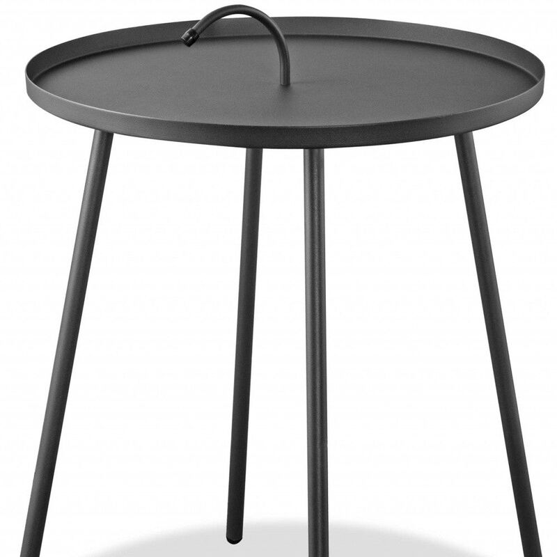 Homezia Gray Round Steel End Or Side Table image number 3