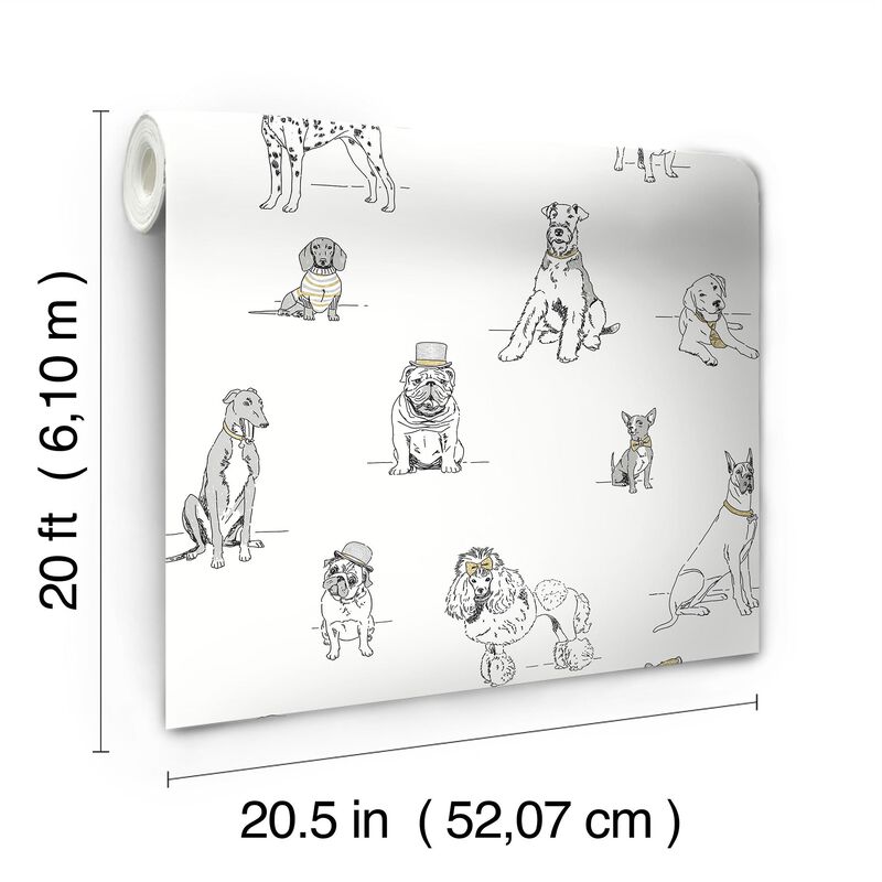 Dog's Life Silver & Gold Peel & Stick Wallpaper (Double Roll) image number 5