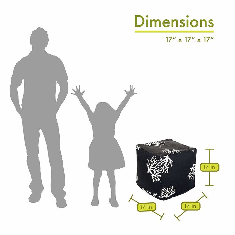 Majestic Home Goods Cube Pouf Coral Black