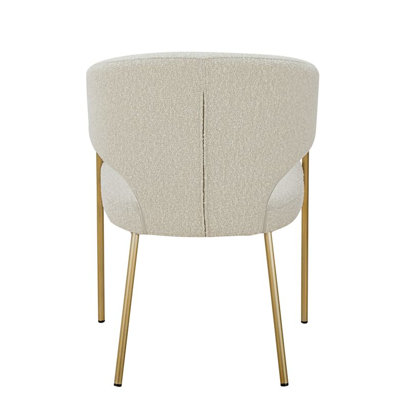 Cid Kasa 23 Inch Dining Chair, Light Gray Polyester, Brass Stainless Steel - Benzara image number 3