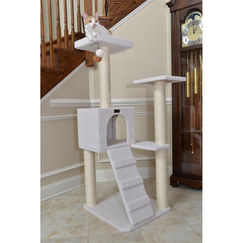 Armarkat Ivory Fleece Covered 53 High Real Wood Cat Tree