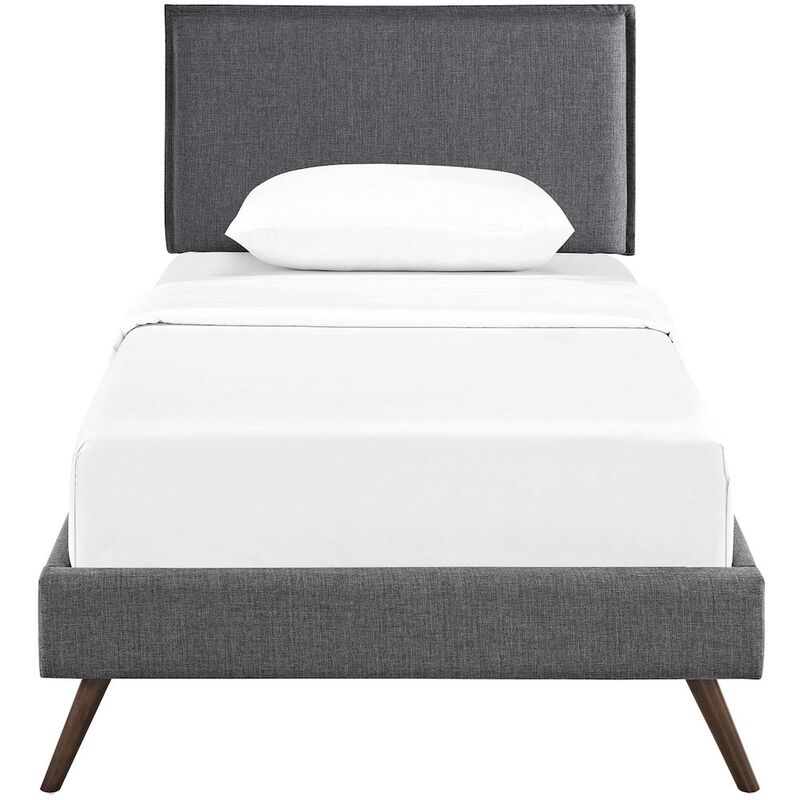 Amaris Fabric Twin Platform Bed with Round Splayed Legs image number 0