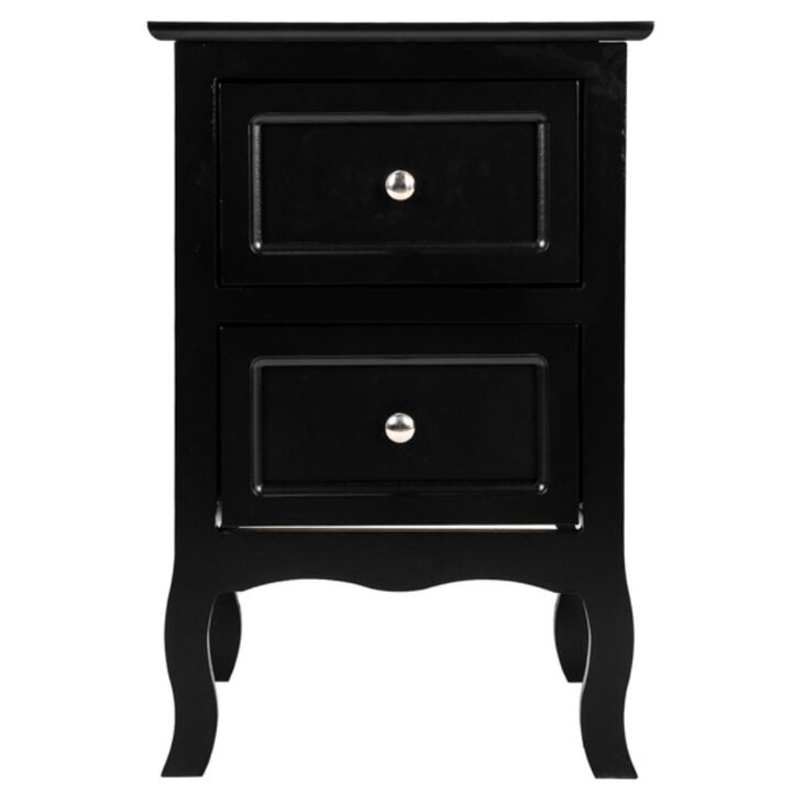 Country Style Two-Tier Nightstand, Large Bedside Table with Storage Shelves