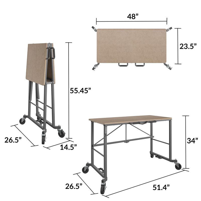 Portable Folding Work Desk with MDF Tabletop
