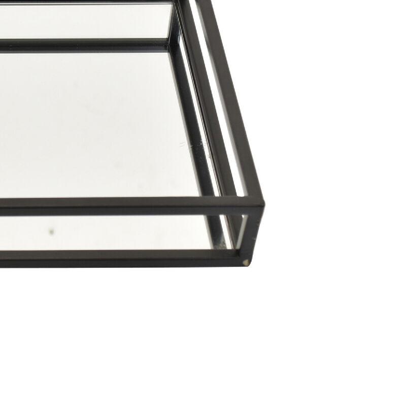 Shaya Rectangular Tray, Gallery Frame w Rails, Glass, Black Metal 16 Inch image number 3